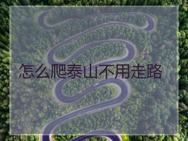 怎么爬泰山不用走路