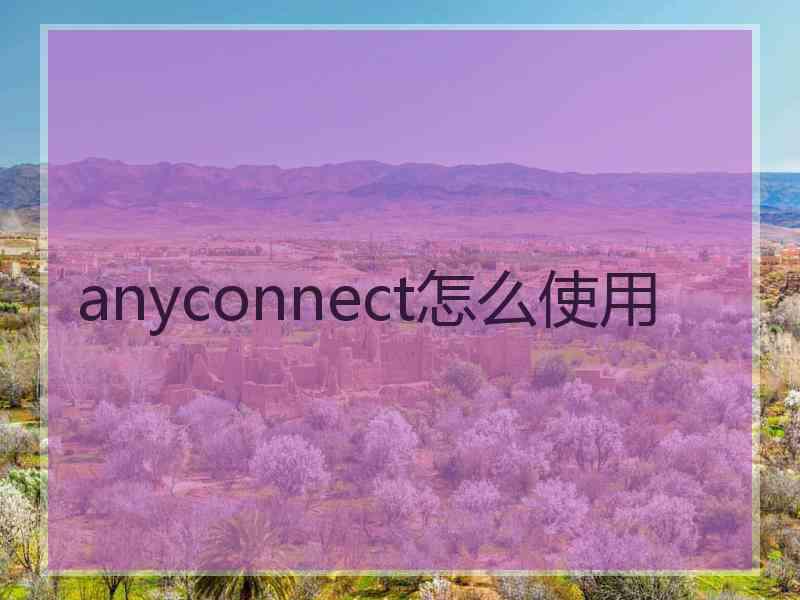 anyconnect怎么使用