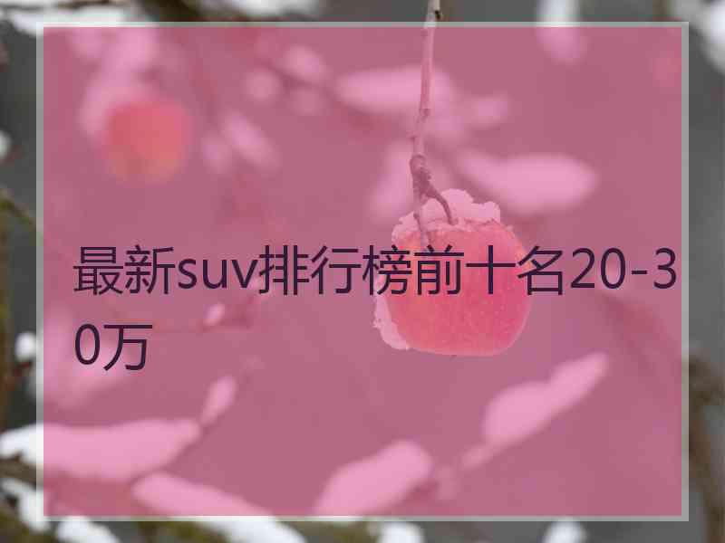 最新suv排行榜前十名20-30万