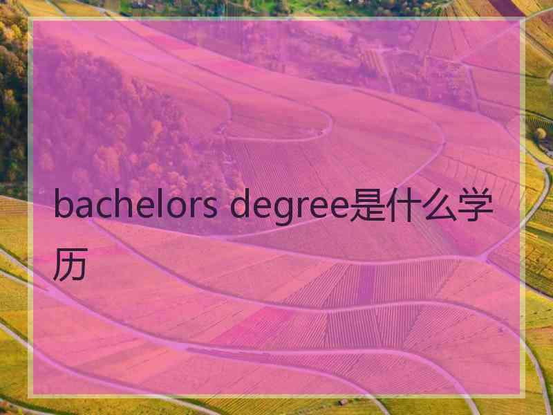 bachelors degree是什么学历