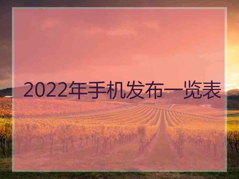 2022年手机发布一览表