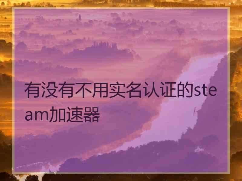 有没有不用实名认证的steam加速器