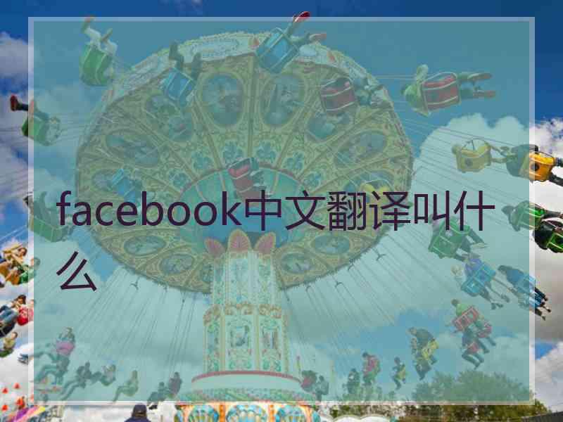 facebook中文翻译叫什么