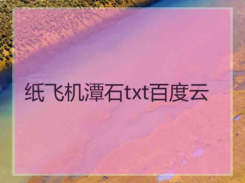 纸飞机潭石txt百度云