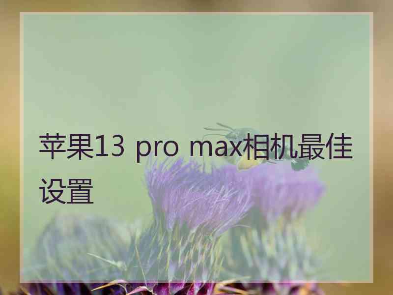 苹果13 pro max相机最佳设置