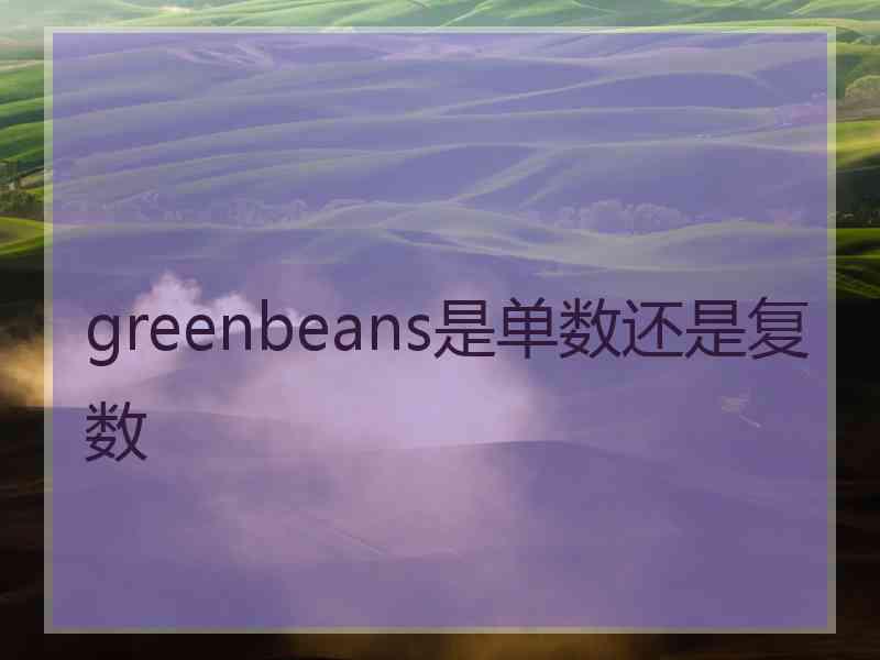 greenbeans是单数还是复数