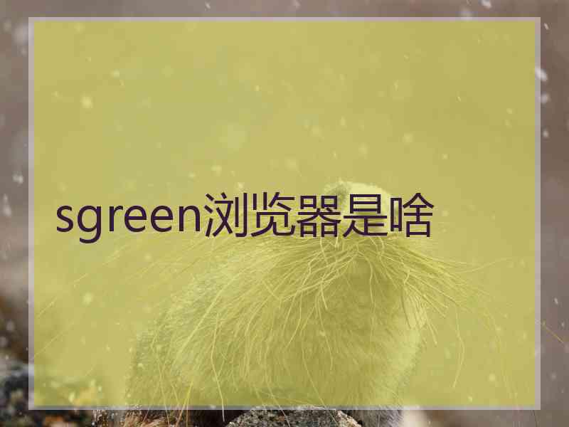 sgreen浏览器是啥