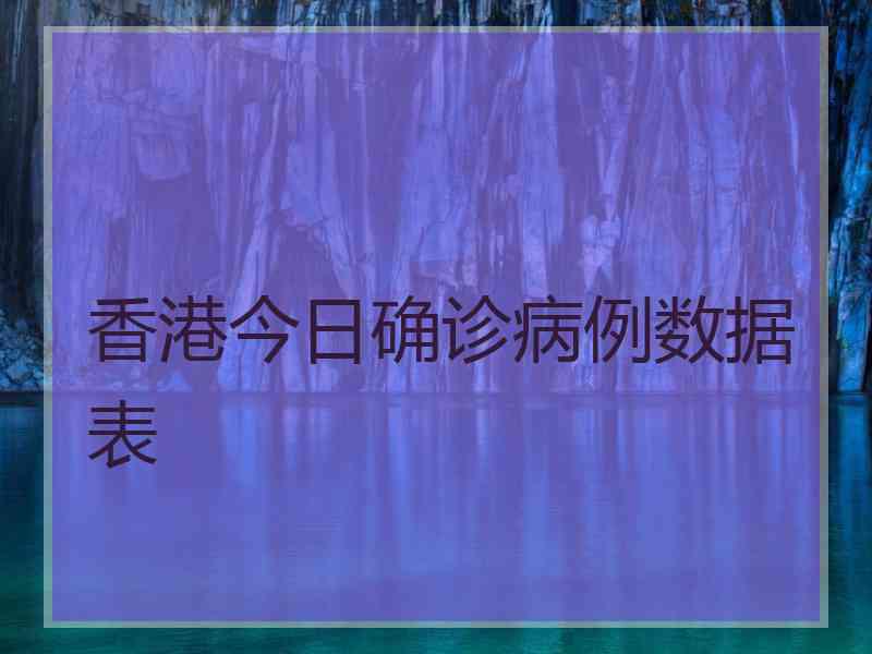 香港今日确诊病例数据表