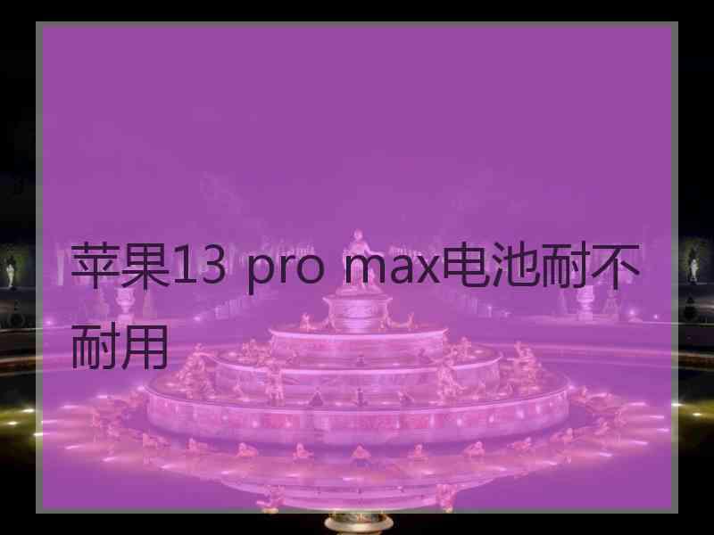 苹果13 pro max电池耐不耐用