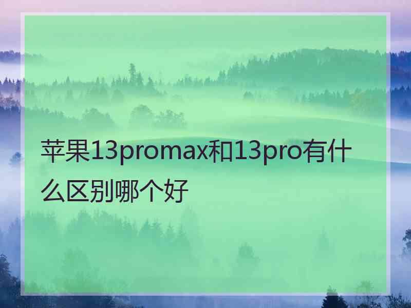 苹果13promax和13pro有什么区别哪个好