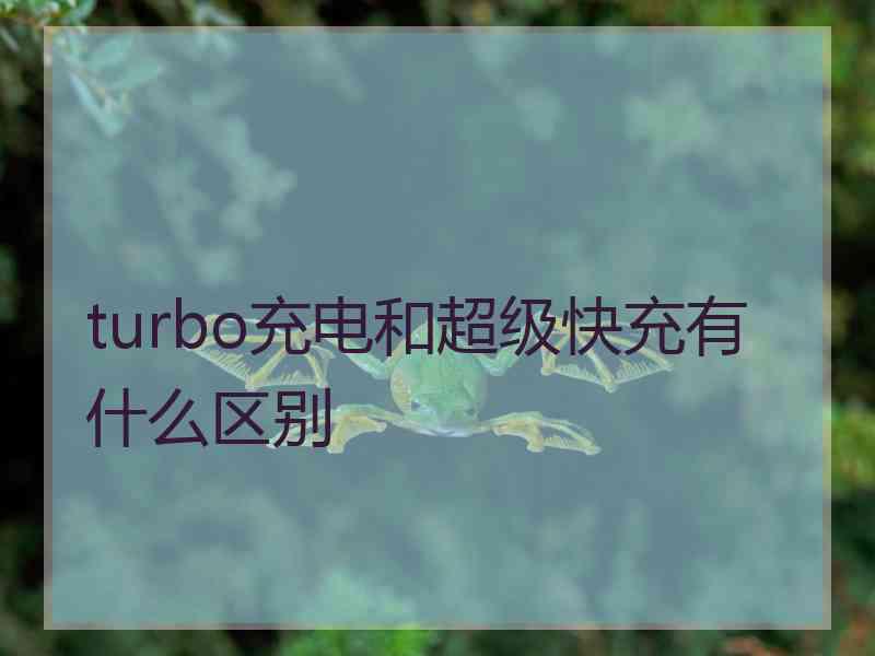 turbo充电和超级快充有什么区别