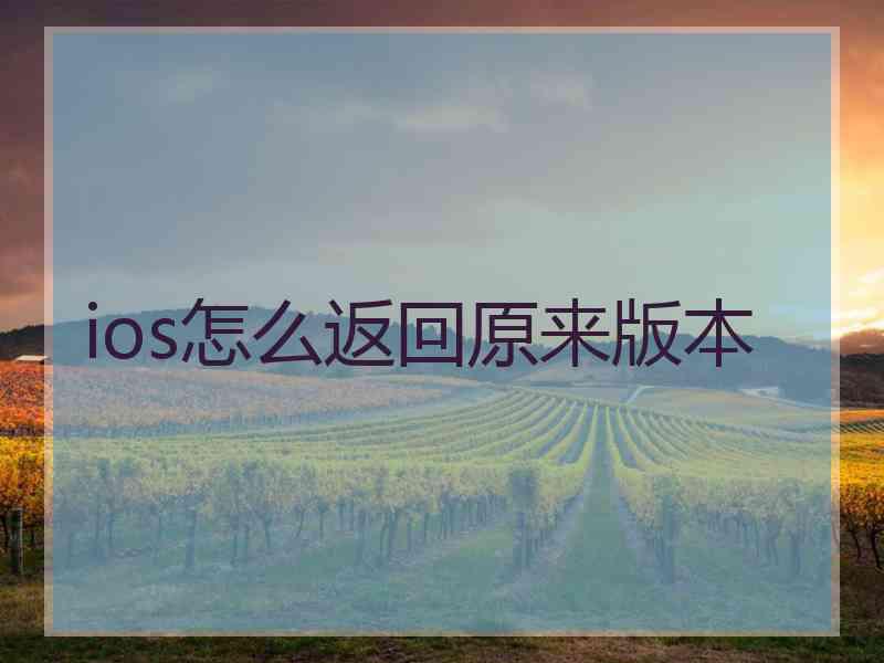 ios怎么返回原来版本