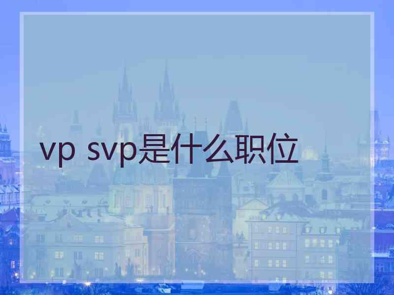 vp svp是什么职位