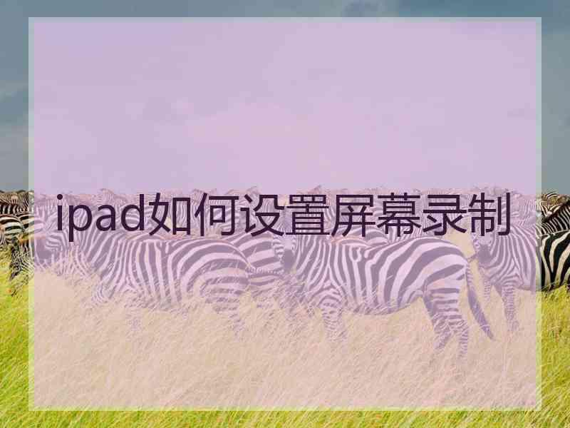 ipad如何设置屏幕录制