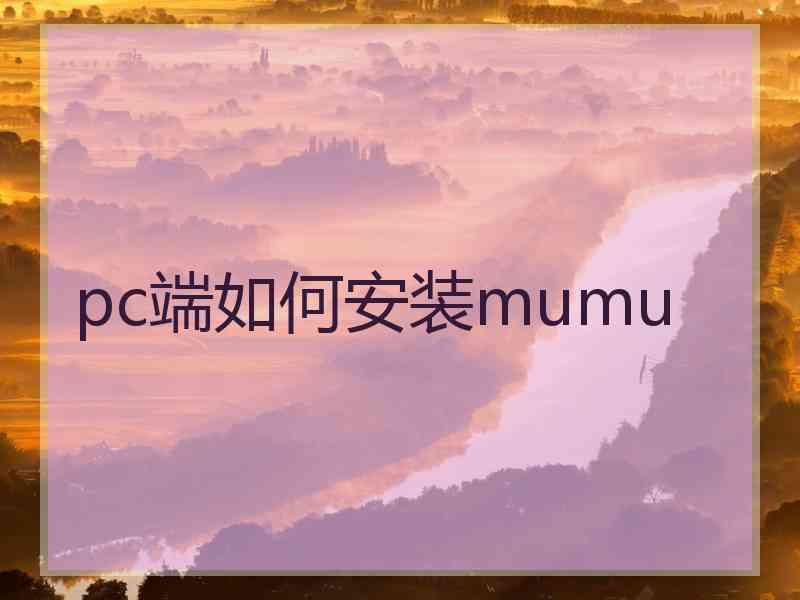 pc端如何安装mumu