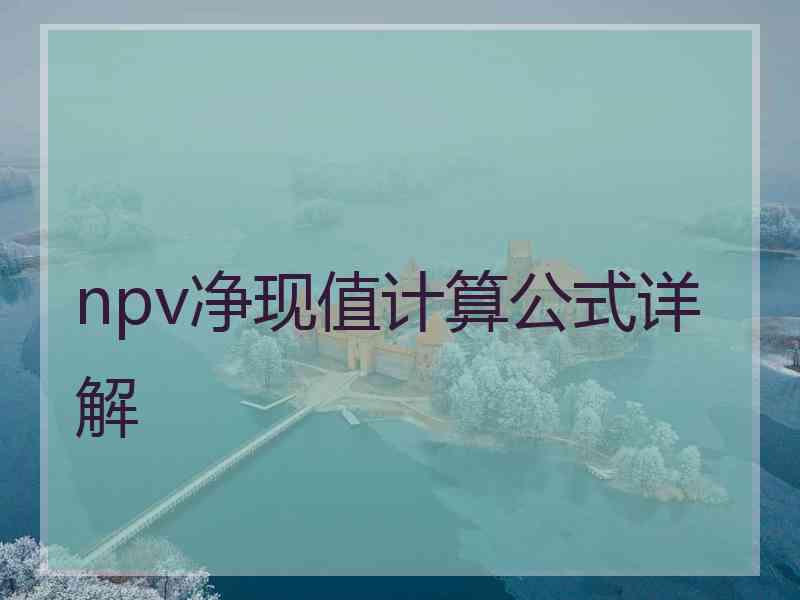 npv净现值计算公式详解