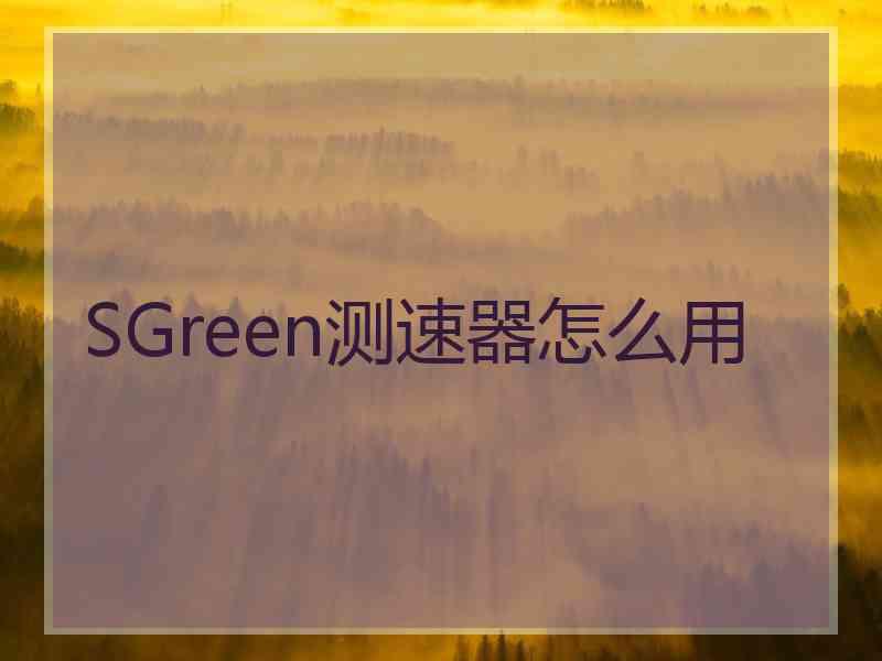 SGreen测速器怎么用