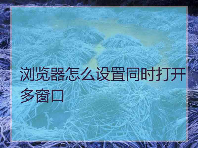 浏览器怎么设置同时打开多窗口