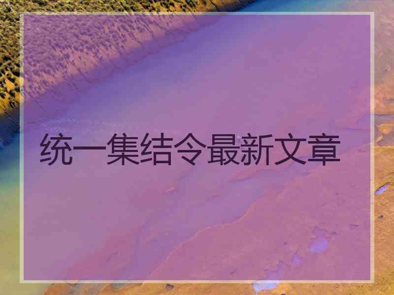 统一集结令最新文章