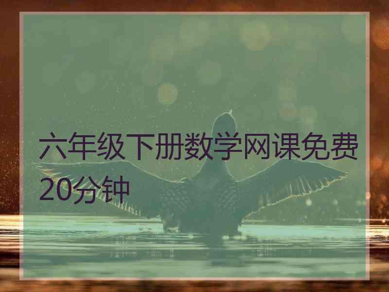 六年级下册数学网课免费20分钟