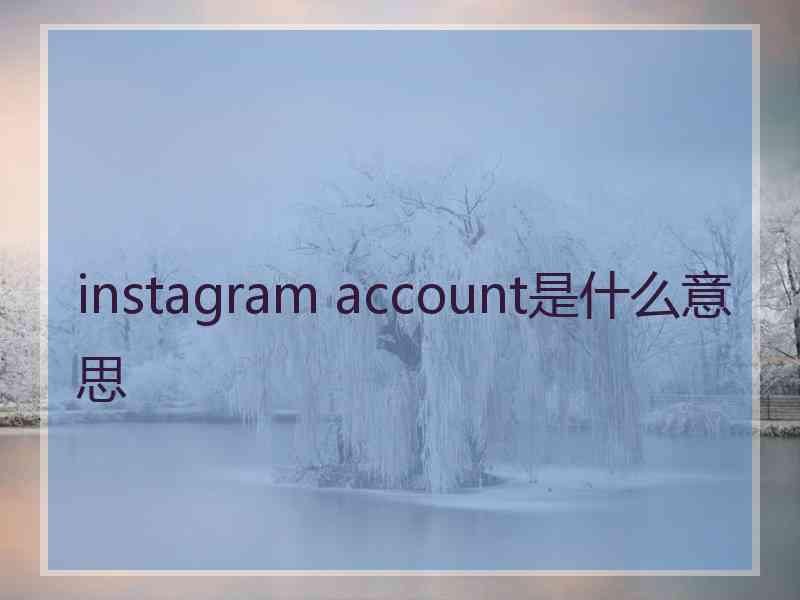 instagram account是什么意思