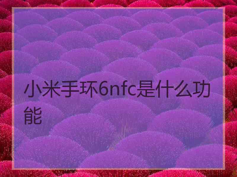 小米手环6nfc是什么功能