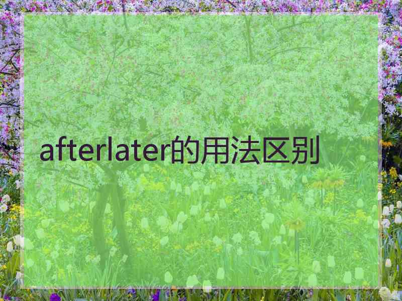 afterlater的用法区别