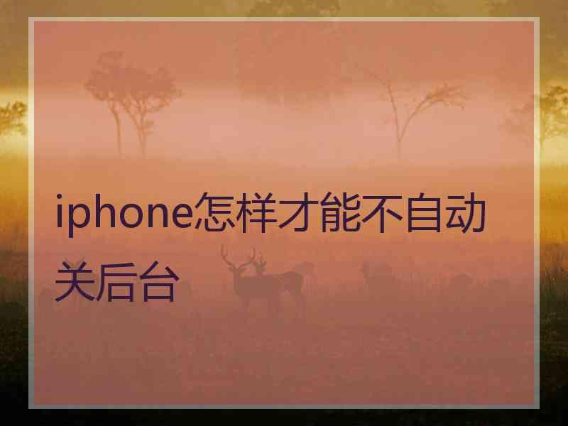 iphone怎样才能不自动关后台