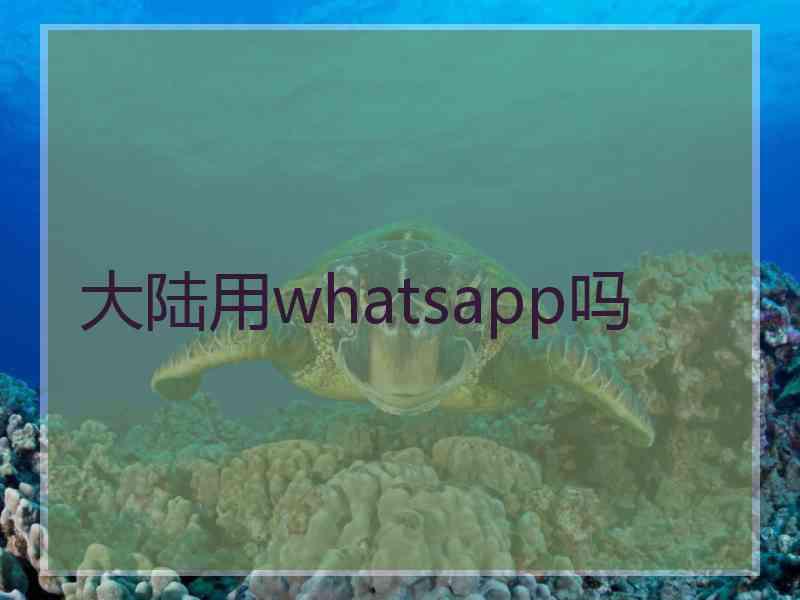 大陆用whatsapp吗