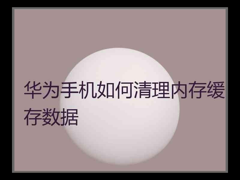 华为手机如何清理内存缓存数据