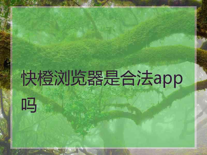 快橙浏览器是合法app吗