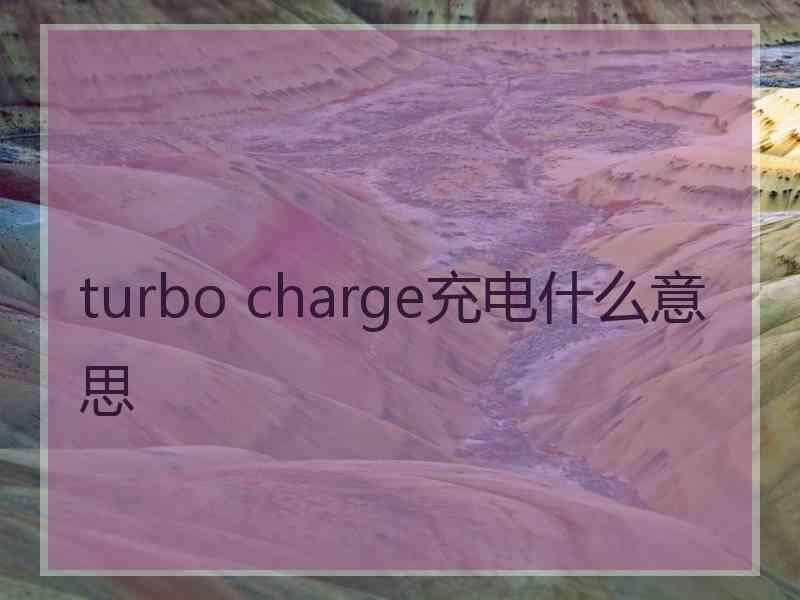 turbo charge充电什么意思