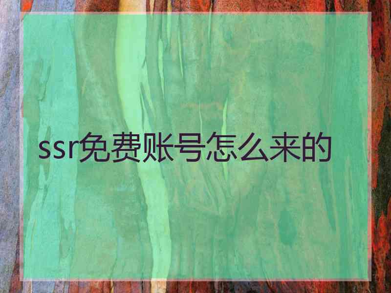 ssr免费账号怎么来的