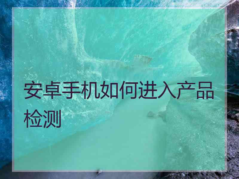 安卓手机如何进入产品检测