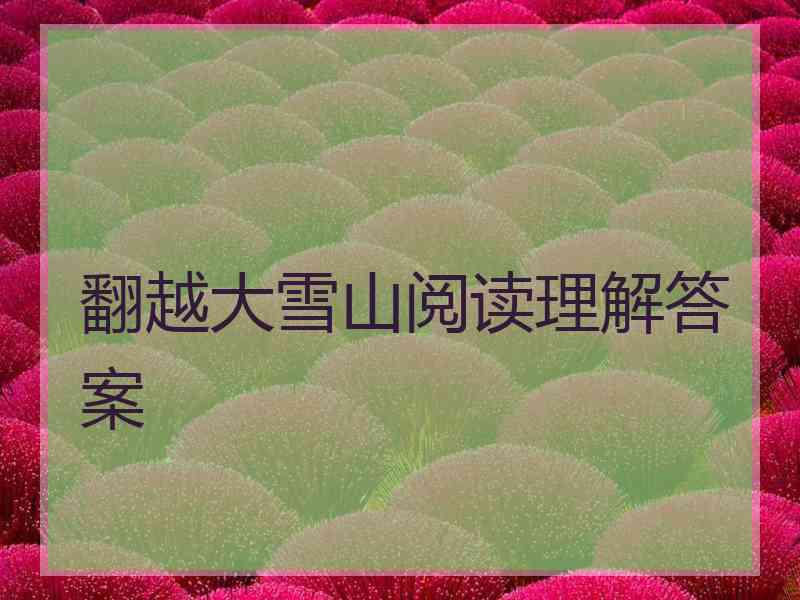 翻越大雪山阅读理解答案