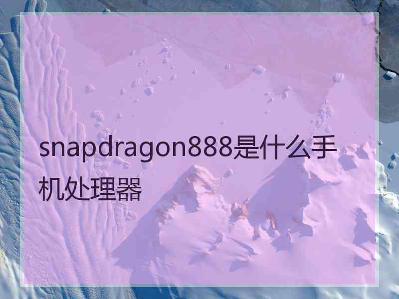 snapdragon888是什么手机处理器