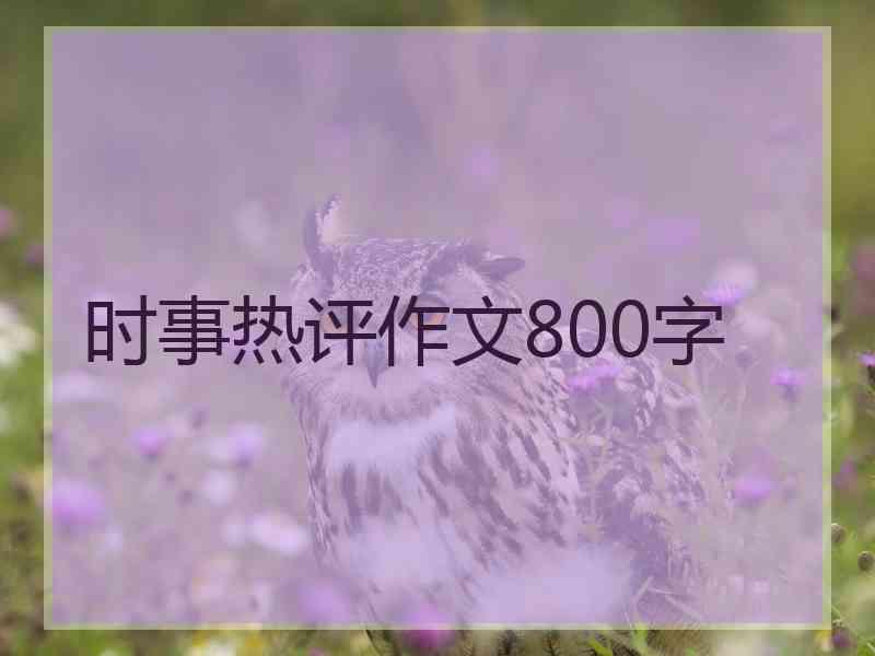 时事热评作文800字