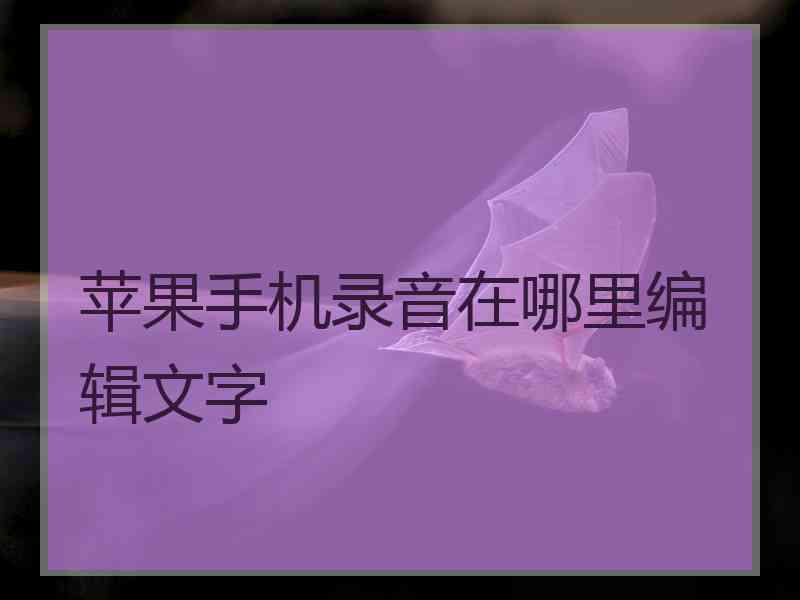 苹果手机录音在哪里编辑文字