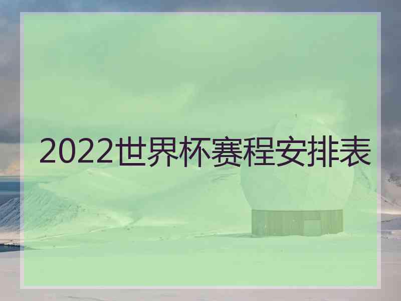 2022世界杯赛程安排表