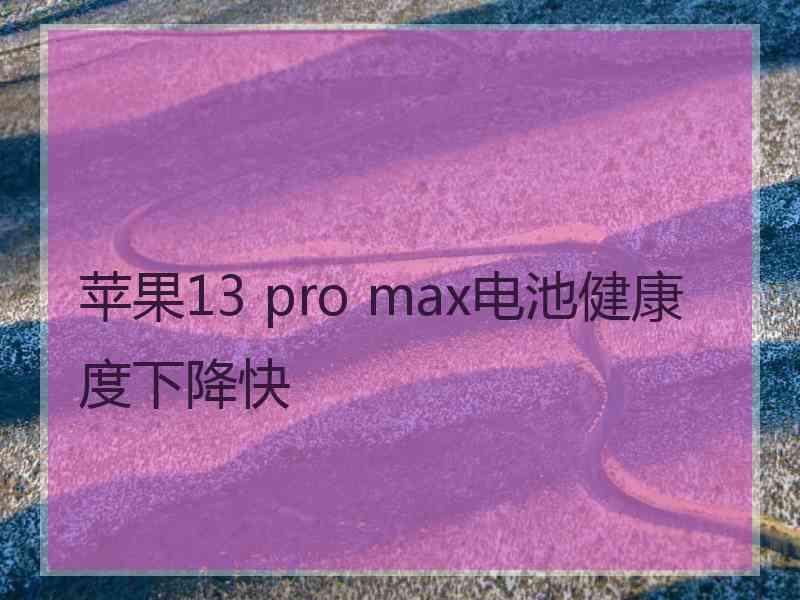 苹果13 pro max电池健康度下降快