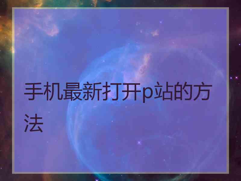 手机最新打开p站的方法