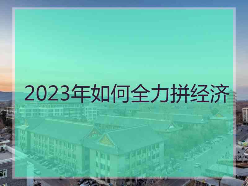 2023年如何全力拼经济