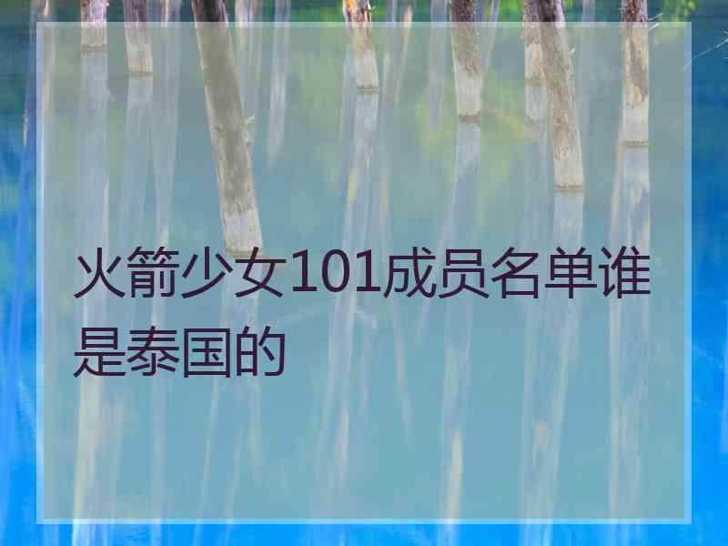 火箭少女101成员名单谁是泰国的