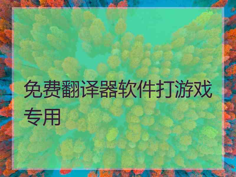 免费翻译器软件打游戏专用