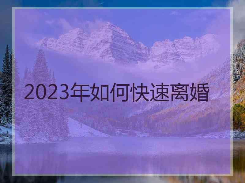 2023年如何快速离婚