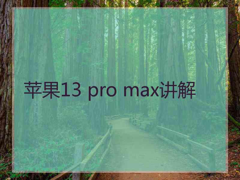 苹果13 pro max讲解