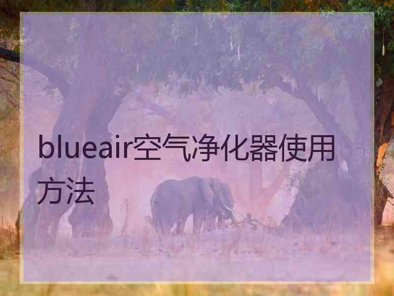 blueair空气净化器使用方法