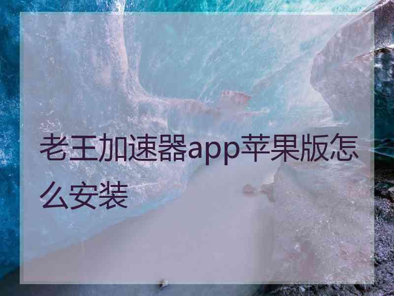 老王加速器app苹果版怎么安装