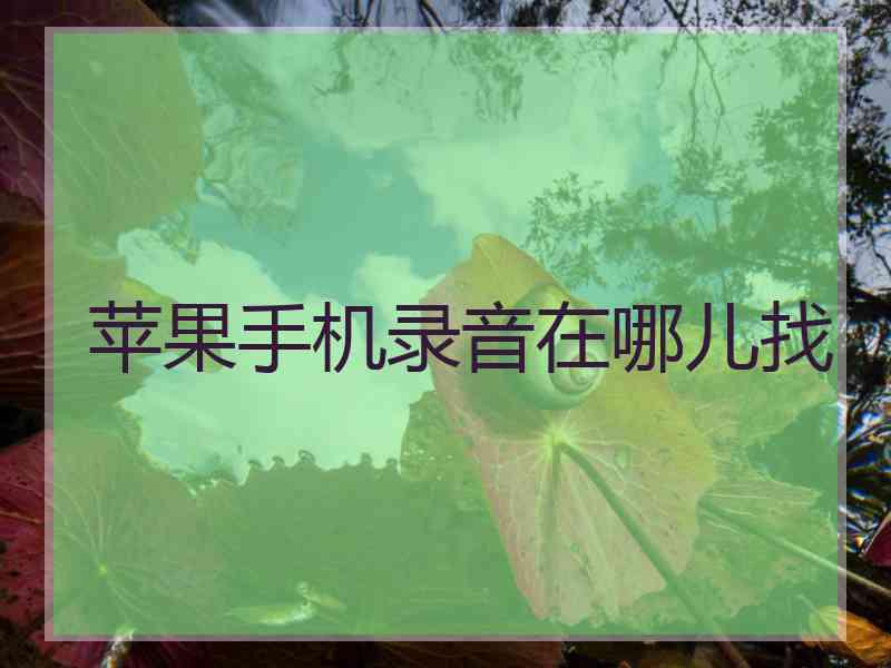 苹果手机录音在哪儿找