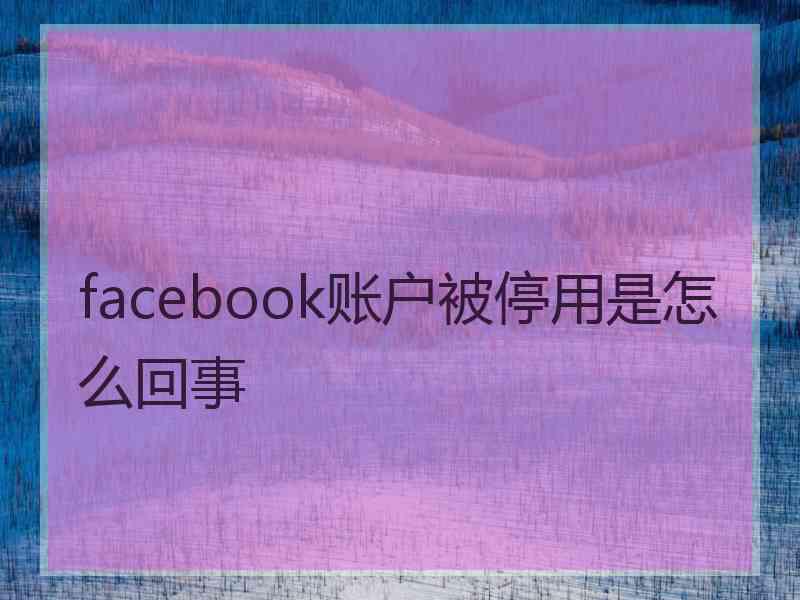 facebook账户被停用是怎么回事